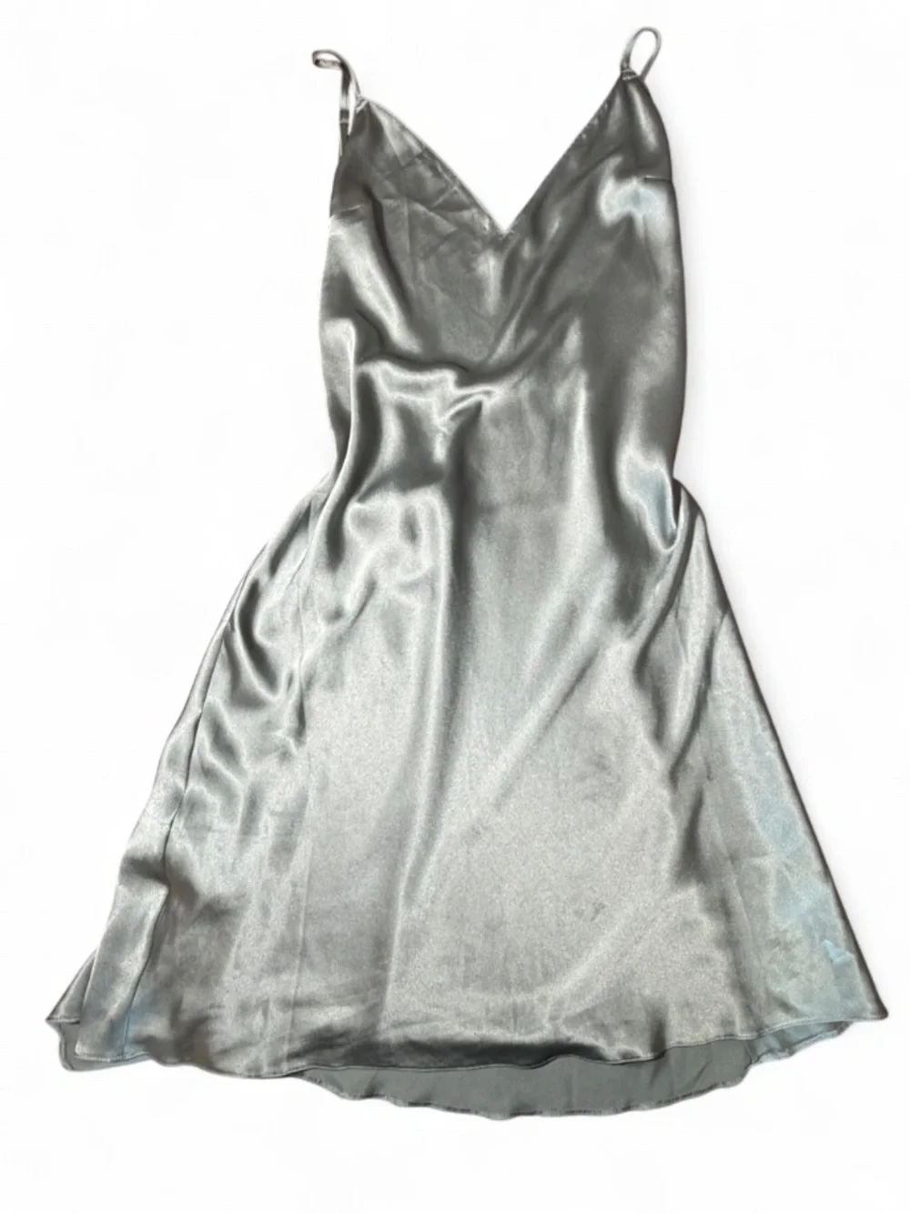 Victoria’s Secret Satin Slip Mini Dress Sage Green V Neck L Y2K